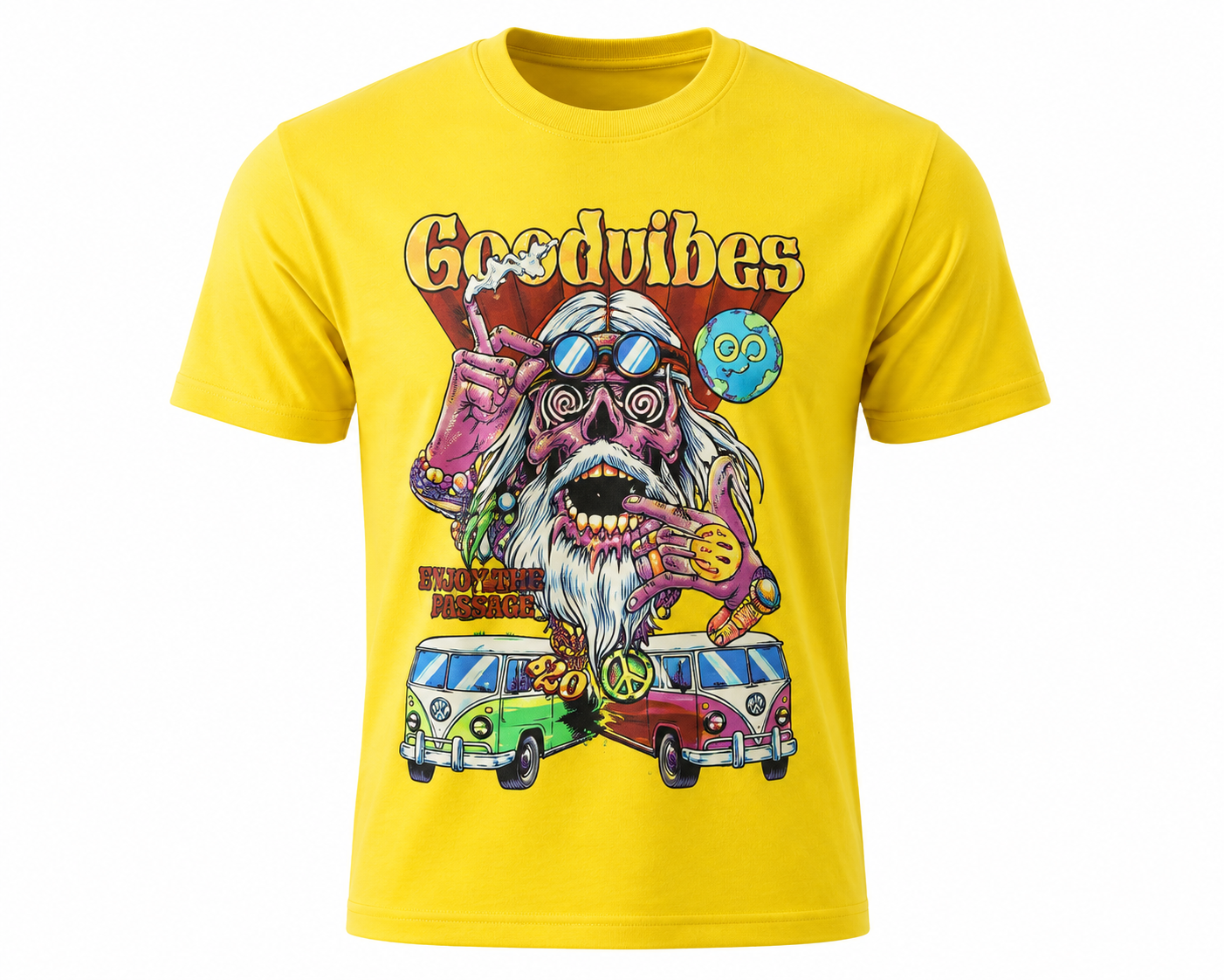 Yellow Good Vibes graphic tee
