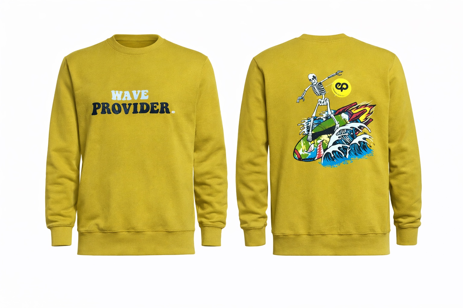 Mustard yellow Wave Provider crewneck